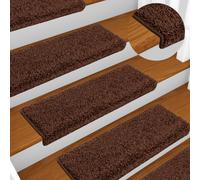 vidaXL Tappetini per scale 10 pz 65x21x4 cm Marrone Bordo rettangolare