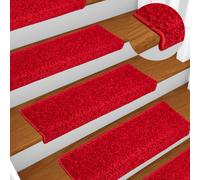vidaXL Tappetini per scale 10 pz 65x21x4 cm Rosso Bordo rettangolare