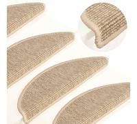 vidaXL Tappetini per scale 15 pz 56x17x3 cm Beige chiaro Semicircolari