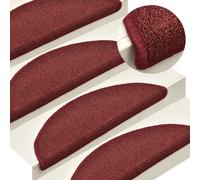 vidaXL Tappetini per scale 15 pz 56x17x3 cm Bordeaux semicircolari