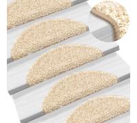 vidaXL Tappetini per scale 15 pz 56x17x3 cm Crema Semicircolari