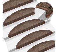 vidaXL Tappetini per scale 15 pz 56x17x3 cm Marrone caffè Semicircolari