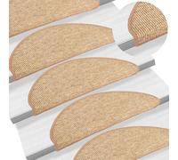 vidaXL Tappetini per scale 15 pz 56x17x3 cm Marrone chiaro Semicircolari