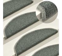 vidaXL Tappetini per scale 15 pz 56x17x3 cm Verde scuro semicircolari