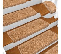 vidaXL Tappetini per scale 15 pz 65x21x4 cm Beige Bordo rettangolare