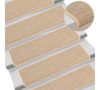 vidaXL Tappetini per scale 15 pz 65x21x4 cm Beige chiaro Bordo rettangolare