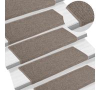 vidaXL Tappetini per scale 15 pz 65x21x4 cm Beige scuro con bordo rettangolare