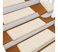 vidaXL Tappetini per scale 15 pz 65x21x4 cm bianchi con bordo rettangolare