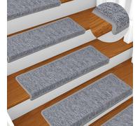 vidaXL Tappetini per scale 15 pz 65x21x4 cm Grigio chiaro