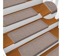 vidaXL Tappetini per scale 15 pz 65x21x4 cm Marrone chiaro Bordo rettangolare