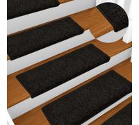 vidaXL Tappetini per scale 15 pz 65x21x4 cm Nero Bordo rettangolare