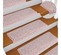 vidaXL Tappetini per scale 15 pz 65x21x4 cm Rosa chiaro con bordo rettangolare
