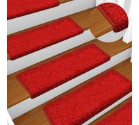 vidaXL Tappetini per scale 15 pz 65x21x4 cm Rosso Bordo rettangolare
