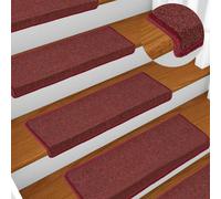 vidaXL Tappetini per scale 15 pz 65x21x4cm Bordeaux bordo rettangolare