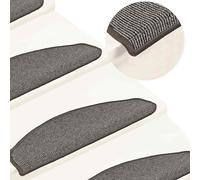 vidaXL Tappetini per scale 15 pz 65x21x4cm Grigio Semicircolari Grandi