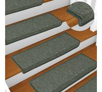 vidaXL Tappetini per scale 30 pz 65x21x4 cm Verde scuro con bordo rettangolare