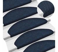 vidaXL Tappetini per scale autoadesivi 10 pz 65x21x4 cm blu navy semicircolari grandi