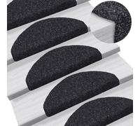 vidaXL Tappetini per scale autoadesivi 10 pz 65x21x4 cm neri semicircolari grandi