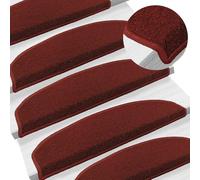 vidaXL Tappetini per scale autoadesivi 15 pcs Rosso Bordeaux, Tappetini semicircolari alla moda, antiscivolo, lavabili, facili da installare, coprendo scale e attutendo il rumore