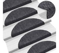 vidaXL Tappetini per scale autoadesivi 15 pz 56x17x3 cm Grigio scuro semicircolari