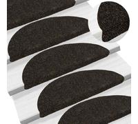 vidaXL Tappetini per scale autoadesivi 15 pz 56x17x3 cm Marrone scuro semicircolari