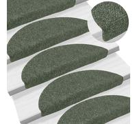 vidaXL Tappetini per scale autoadesivi 15 pz 56x17x3 cm verdi semicircolari