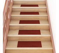 vidaXL Tappetini per scale autoadesivi 15 pz 60x25 cm Bordeaux Rosso