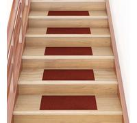 vidaXL Tappetini per scale autoadesivi 15 pz 60x25 cm Bordeaux Rosso Rettangolari