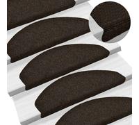 vidaXL Tappetini per scale autoadesivi 15 pz 65x21x4 cm marrone scuro semicircolari grandi