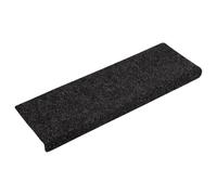 vidaXL Tappetini per Scale Tessuto Agugliato 15 pz 65x21x4 cm Neri