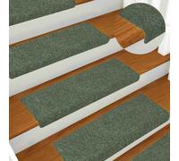 vidaXL Tappetini per Scale autoadesivi 15 pz 65x21x4 cm Verdi con Bordo Rettangolare