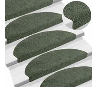 vidaXL Tappetini per scale autoadesivi 15 pz 65x21x4 cm verdi semicircolari grandi