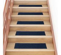 vidaXL Tappetini per scale autoadesivi 15 pz 76x20 cm blu navy rettangolari
