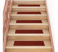 vidaXL Tappetini per scale autoadesivi 15 pz 76x20 cm Bordeaux Rosso