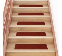 vidaXL Tappetini per scale autoadesivi 15 pz 76x20 cm Bordeaux Rosso Rettangolari