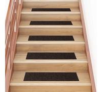 vidaXL Tappetini per scale autoadesivi 15 pz 76x20 cm marrone scuro rettangolari