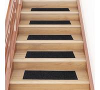vidaXL Tappetini per scale autoadesivi 15 pz 76x20 cm neri rettangolari