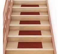 vidaXL Tappetini per scale autoadesivi 30 pz 60x25 cm Bordeaux Rosso Rettangolari