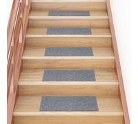 vidaXL Tappetini per scale autoadesivi 30 pz 60x25 cm Grigio chiaro Rettangolari