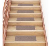 vidaXL Tappetini per scale autoadesivi 30 pz 60x25 cm marrone chiaro rettangolari