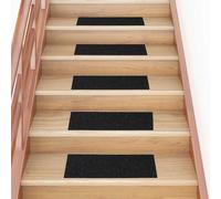 vidaXL Tappetini per scale autoadesivi 30 pz 60x25 cm neri rettangolari