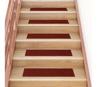 vidaXL Tappetini per scale autoadesivi 30 pz 76x20 cm Bordeaux Rosso Rettangolari