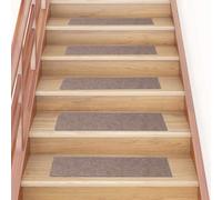 vidaXL Tappetini per scale autoadesivi 30 pz 76x20 cm marrone chiaro rettangolari