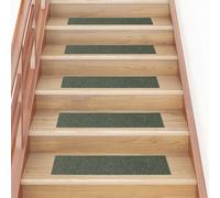 vidaXL Tappetini per scale autoadesivi 30 pz 76x20 cm verdi rettangolari