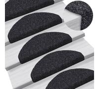 vidaXL Tappetini per scale autoadesivi 5 pz 65x21x4 cm neri semicircolari grandi