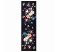 vidaXL Tappetino da cucina con fiori in velluto, 45 x 150 cm. Morbido, antiscivolo, assorbente e lavabile in lavatrice. Perfetto per interni, grigio, resistente all'umidità e allo sporco. Confortevo
