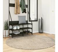 vidaXL Tappeto a Pelo Lucido Lungo ISTAN Effetto Beige Ø 160 cm