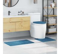 vidaXL Tappeto da bagno 3 pcs Blu 50 x 50 cm Polipropilene