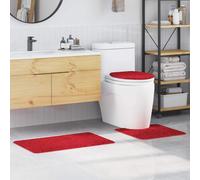 vidaXL Tappeto da bagno 3 pcs Rosso 50 x 50 cm Polipropilene