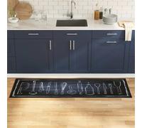 vidaXL Tappeto da Cucina Nero 180 x 60 cm Velluto
